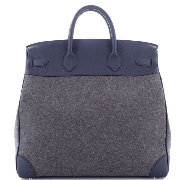 Hermes HAC Birkin Bag Todoo Wool and Blue Togo with Palladium Hardware 40 - Picture 4 of 8